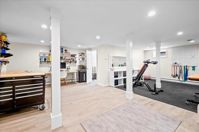 530 N Midland Ave N, Nyack, NY 10960 - exercise room with wood finished floors, recessed lighting, and baseboards