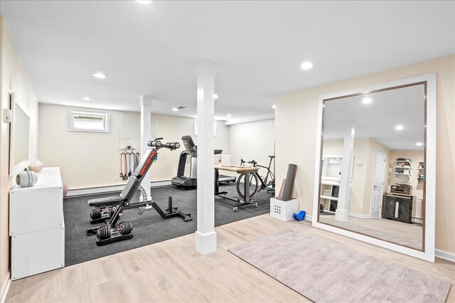 530 N Midland Ave N, Nyack, NY 10960 - workout area with wood finished floors, recessed lighting, and baseboards