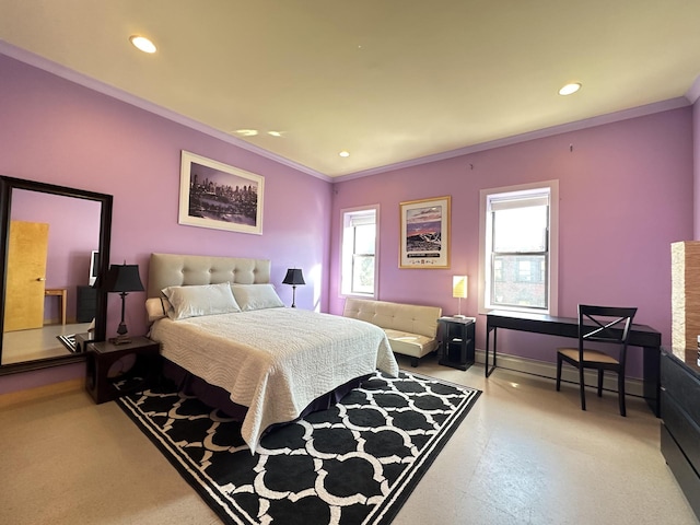 229 W 138th St, New York Manhattan, NY 10030 - bedroom featuring crown molding, recessed lighting, and baseboards