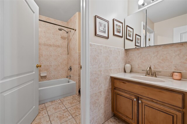 12 Horizon Ct Unit 103, Monsey, NY 10952 - bathroom with vanity,  shower combination, tile patterned flooring, and tile walls