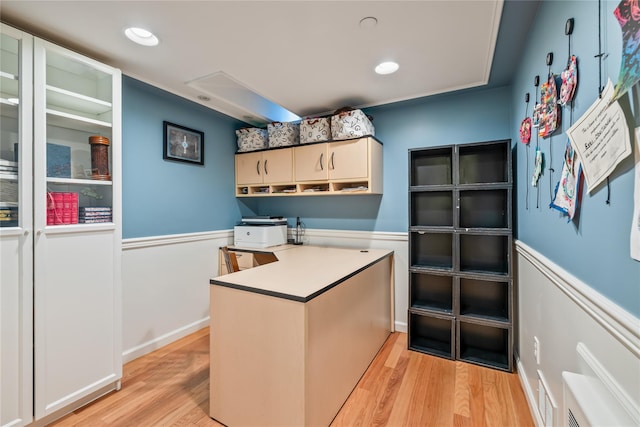12 Horizon Ct Unit 103, Monsey, NY 10952 - washroom with light wood-style flooring, a wainscoted wall, and recessed lighting