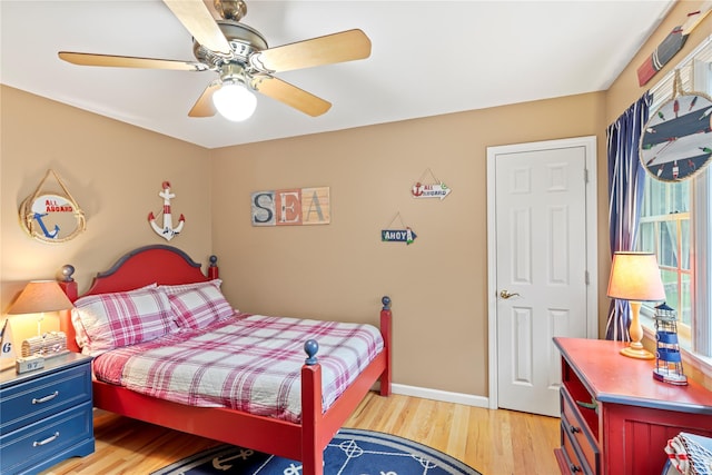 306 Mountain Rd, Pleasantville, NY 10570 - bedroom with light wood-style floors and ceiling fan