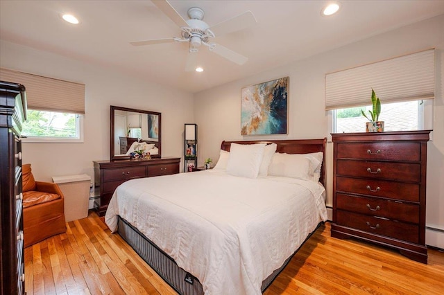 2083 Oliver Way, Merrick, NY 11566 - bedroom with light wood-type flooring, recessed lighting, and ceiling fan