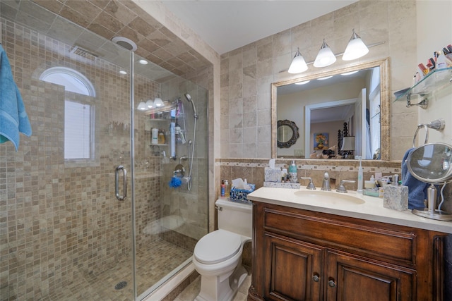 100 Mark Ln, Atlantic Beach, NY 11509 - full bath featuring tile walls, a shower stall, toilet, and vanity