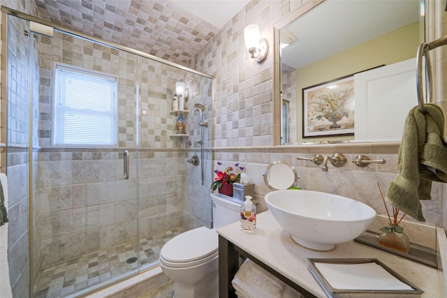 100 Mark Ln, Atlantic Beach, NY 11509 - full bath with tile walls, a shower stall, toilet, and vanity