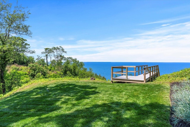 321 Sandpiper Dr, Riverhead, NY 11901 - dock area with a water view and a yard