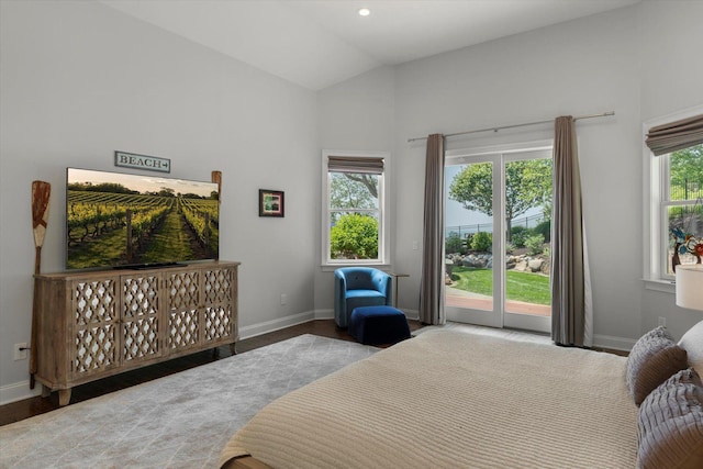 321 Sandpiper Dr, Riverhead, NY 11901 - bedroom featuring access to outside and vaulted ceiling