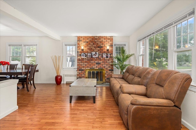 769 De Mott Ave, North Baldwin, NY 11510 - living area featuring radiator, plenty of natural light, light wood-style floors, and baseboards