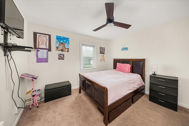 769 De Mott Ave, North Baldwin, NY 11510 - bedroom with carpet flooring, baseboards, and a ceiling fan