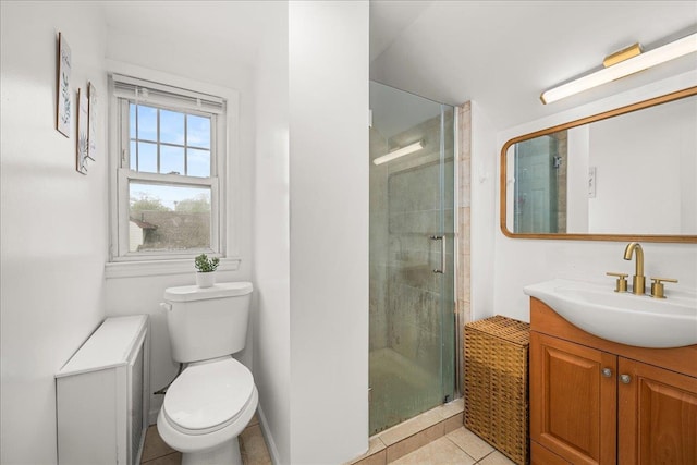 769 De Mott Ave, North Baldwin, NY 11510 - full bathroom featuring toilet, a stall shower, vanity, and tile patterned flooring