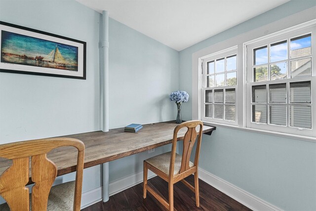 213 Walnut St, Peekskill, NY 10566 - home office featuring baseboards and dark wood-style floors