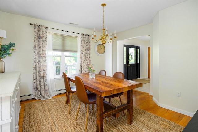 100 Meadow Ridge Ln, Lagrangeville, NY 12540 - dining room featuring plenty of natural light, a baseboard heating unit, and light wood-type flooring
