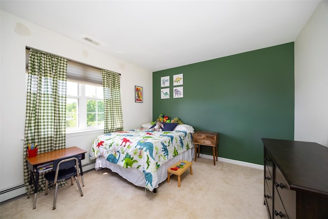 100 Meadow Ridge Ln, Lagrangeville, NY 12540 - bedroom featuring light carpet and a baseboard heating unit