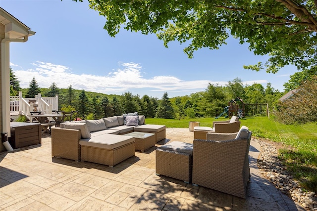 100 Meadow Ridge Ln, Lagrangeville, NY 12540 - view of patio / terrace with an outdoor hangout area and a playground