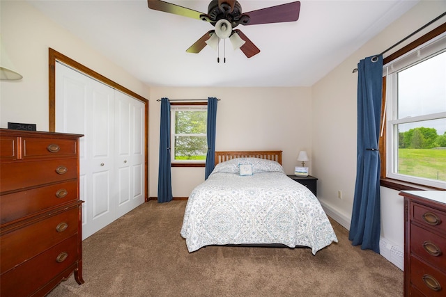 186 Oswego Rd, Pleasant Valley, NY 12569 - bedroom featuring carpet flooring, a closet, baseboards, and ceiling fan
