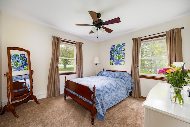 186 Oswego Rd, Pleasant Valley, NY 12569 - bedroom with light colored carpet, baseboards, and ceiling fan