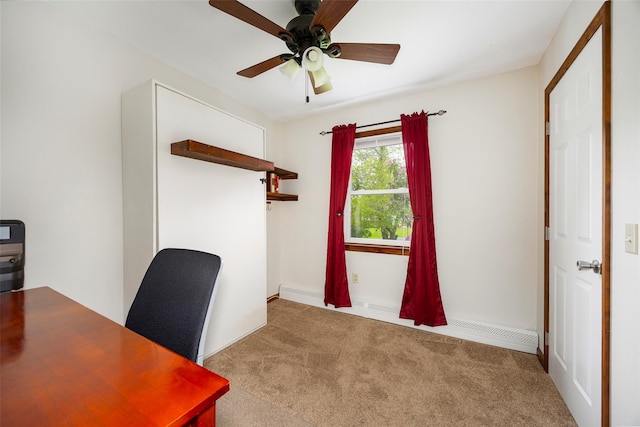 186 Oswego Rd, Pleasant Valley, NY 12569 - unfurnished office featuring carpet floors, ceiling fan, and a baseboard heating unit