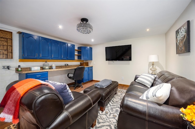 186 Oswego Rd, Pleasant Valley, NY 12569 - living room with light wood-type flooring, recessed lighting, and an office area