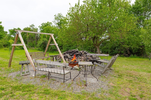 186 Oswego Rd, Pleasant Valley, NY 12569 - view of green lawn featuring a fire pit