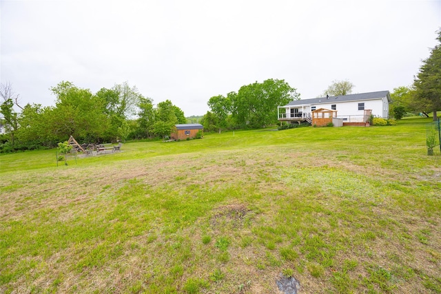 186 Oswego Rd, Pleasant Valley, NY 12569 - view of green lawn with a deck