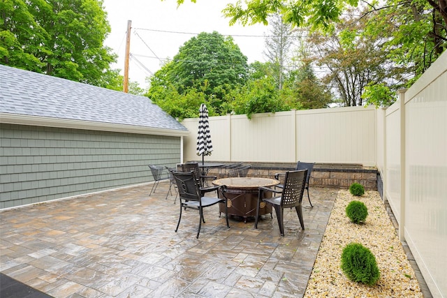 20 Division St, Cold Spring, NY 10516 - fenced backyard with a patio, an outdoor fire pit, and outdoor dining space