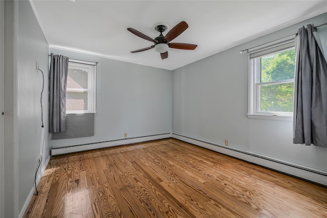 115 Dawn Rd, Rocky Point, NY 11778 - empty room featuring a baseboard radiator, ceiling fan, and wood finished floors