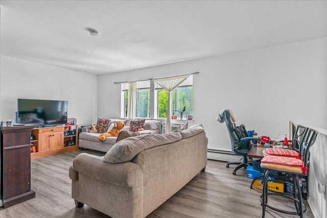49 Ruth Ct, Middletown, NY 10940 - living room featuring wood finished floors and a baseboard radiator