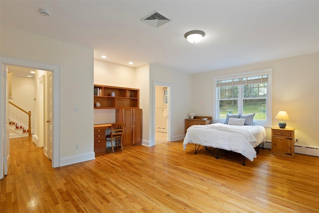 7 Ravine Dr, Hastings-On-Hudson, NY 10706 - bedroom with light wood-style floors, a baseboard radiator, baseboards, and recessed lighting