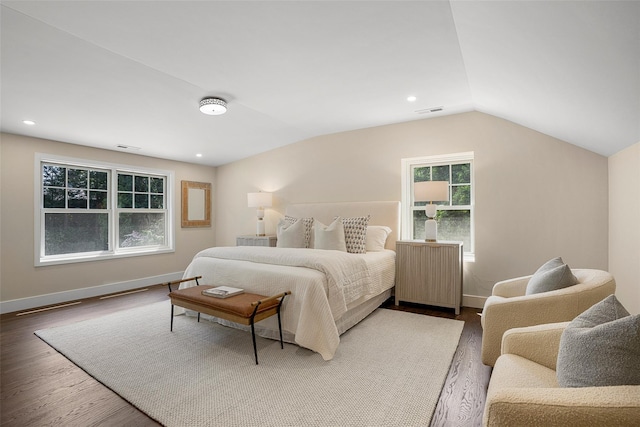 68 Greenhaven Rd, Rye, NY 10580 - bedroom featuring wood finished floors, vaulted ceiling, and recessed lighting