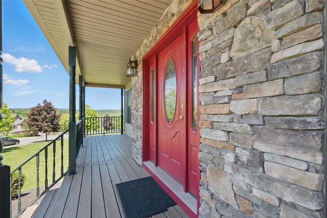 15 Prestwick Dr, Monroe, NY 10950 - view of exterior entry featuring stone siding and a porch