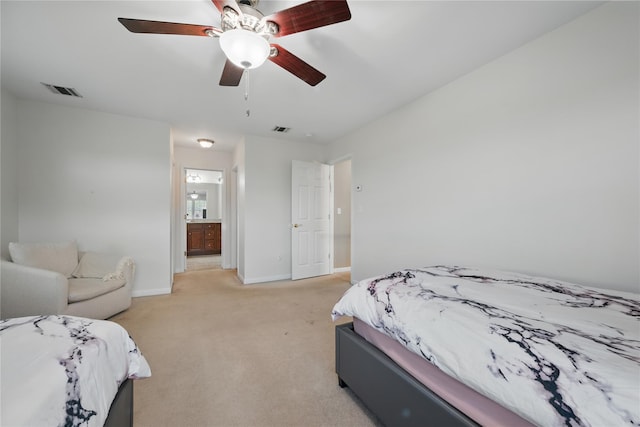15 Prestwick Dr, Monroe, NY 10950 - bedroom with light carpet, baseboards, ceiling fan, and ensuite bath