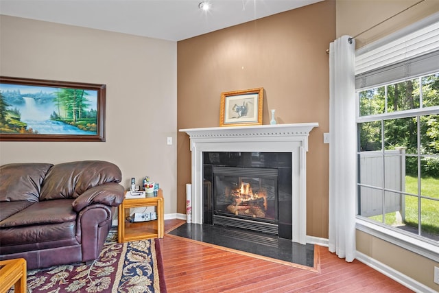 837 Huntington Dr Unit 152, Fishkill, NY 12524 - living area with wood finished floors, a fireplace with flush hearth, healthy amount of natural light, and baseboards