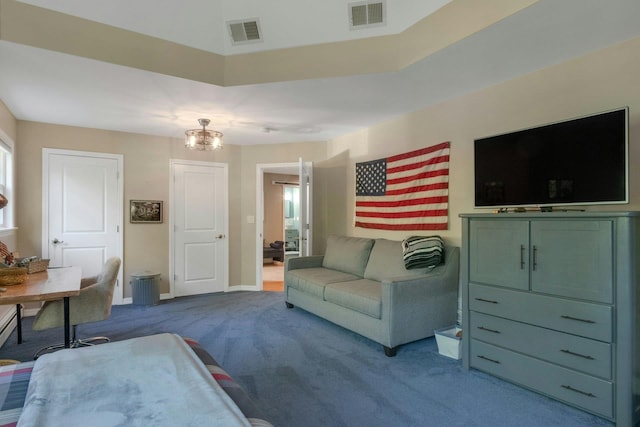 416 Sleepy Hollow Rd, Briarcliff Manor, NY 10510 - carpeted living area featuring a chandelier, baseboards, and a desk