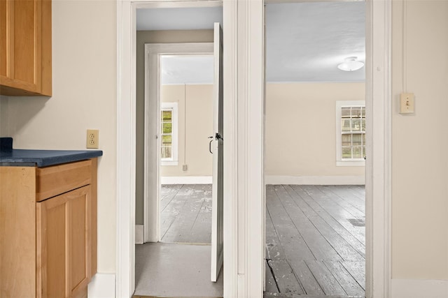 1 Green St, Gilbertsville, NY 13776 - hallway featuring wood-type flooring and baseboards