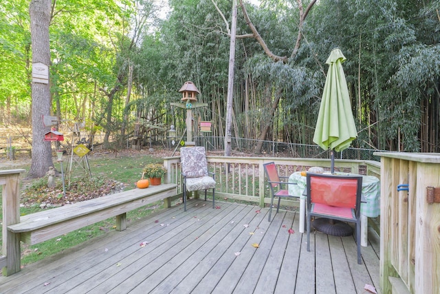 137C Shore Rd, Mount Sinai, NY 11766 - wooden deck with a fenced backyard and outdoor dining space