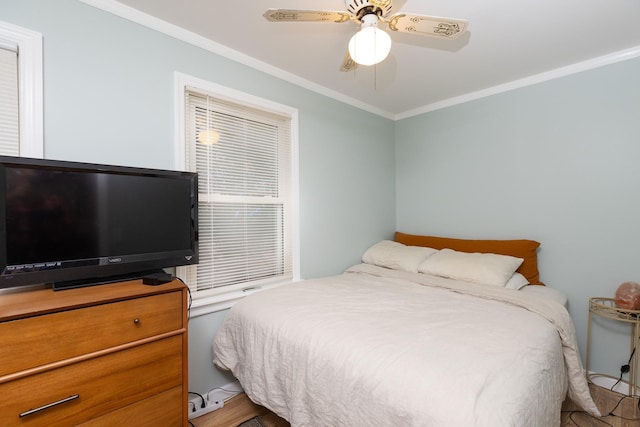 137C Shore Rd, Mount Sinai, NY 11766 - bedroom with crown molding and a ceiling fan