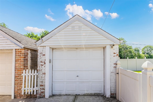 view of garage