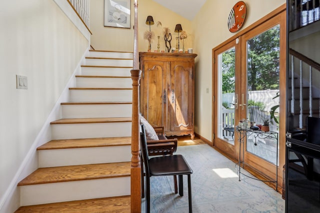 1 Meadowood Path, New Rochelle, NY 10804 - staircase featuring french doors and baseboards