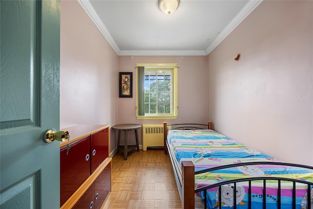 17-12 Starr St, Ridgewood, NY 11385 - bedroom featuring radiator and crown molding