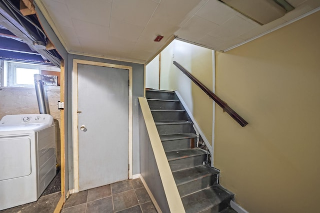 70-27 69th St, Glendale, NY 11385 - staircase with washer / clothes dryer