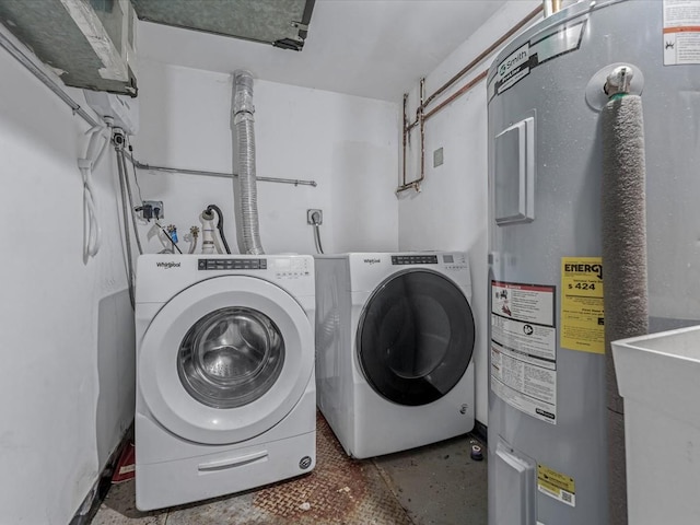 10 Wooleys Ln Unit 1F, Great Neck, NY 11023 - laundry area with water heater and washer and dryer