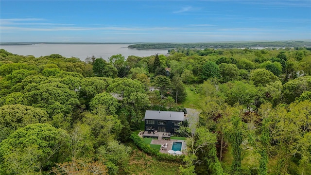 7 Robin Ln, Shelter Island Heights, NY 11964 - view from above of property featuring a heavily wooded area and a large body of water