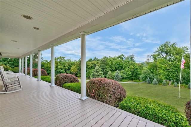 32 Old Chester Rd, Goshen, NY 10924 - wooden terrace with a yard
