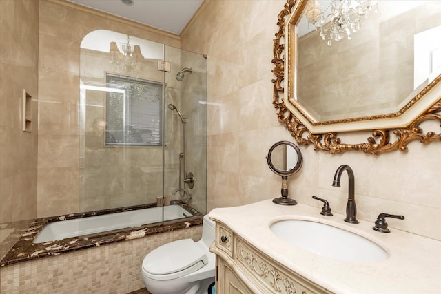 142-30 13th Ave, Malba, NY 11357 - full bathroom with tile walls, toilet, tiled shower / bath, and vanity