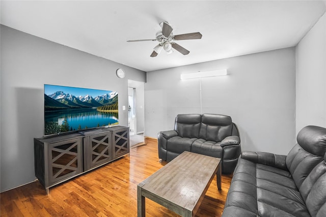 13538 129th St, South Ozone Park, NY 11420 - living room with ceiling fan and wood finished floors