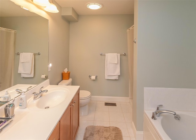 68 Hudson View Ter, Hyde Park, NY 12538 - bathroom featuring tile patterned flooring, vanity, a garden tub, toilet, and baseboards