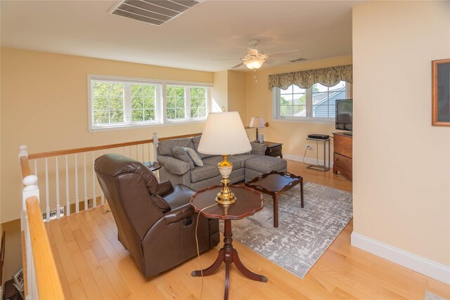 68 Hudson View Ter, Hyde Park, NY 12538 - living area with wood finished floors, ceiling fan, and baseboards