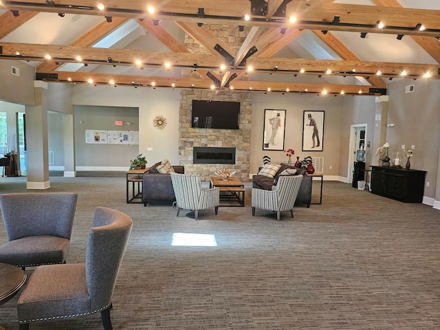 68 Hudson View Ter, Hyde Park, NY 12538 - common area featuring beamed ceiling and high vaulted ceiling