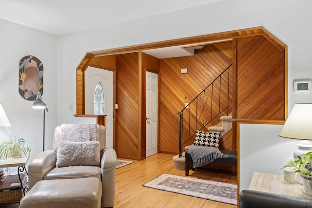 60 Heston Rd, Shirley, NY 11967 - living area with wood finished floors and wooden walls