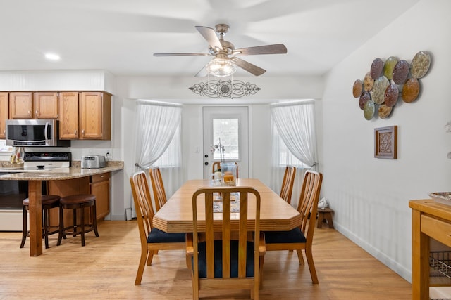60 Heston Rd, Shirley, NY 11967 - dining area with a ceiling fan, light wood-style floors, and recessed lighting